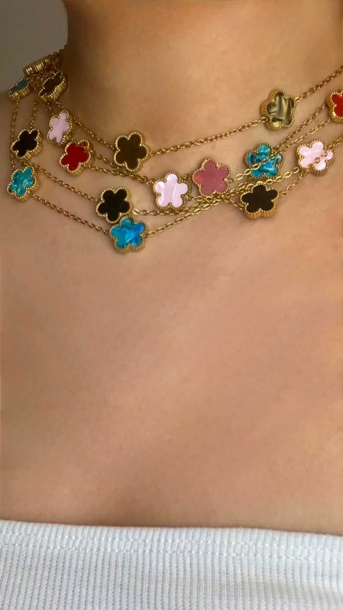Collier Trèfle Olive