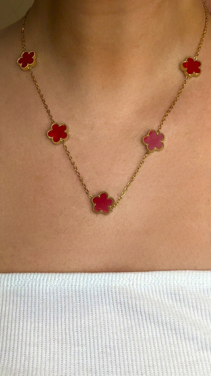 Collier Trèfle Rubis