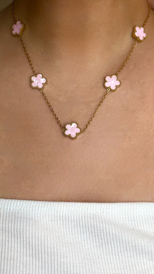 Collier Trèfle Rose Pâle