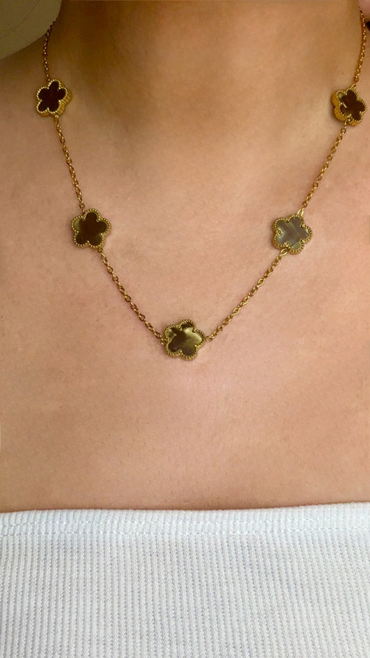 Collier Trèfle Olive